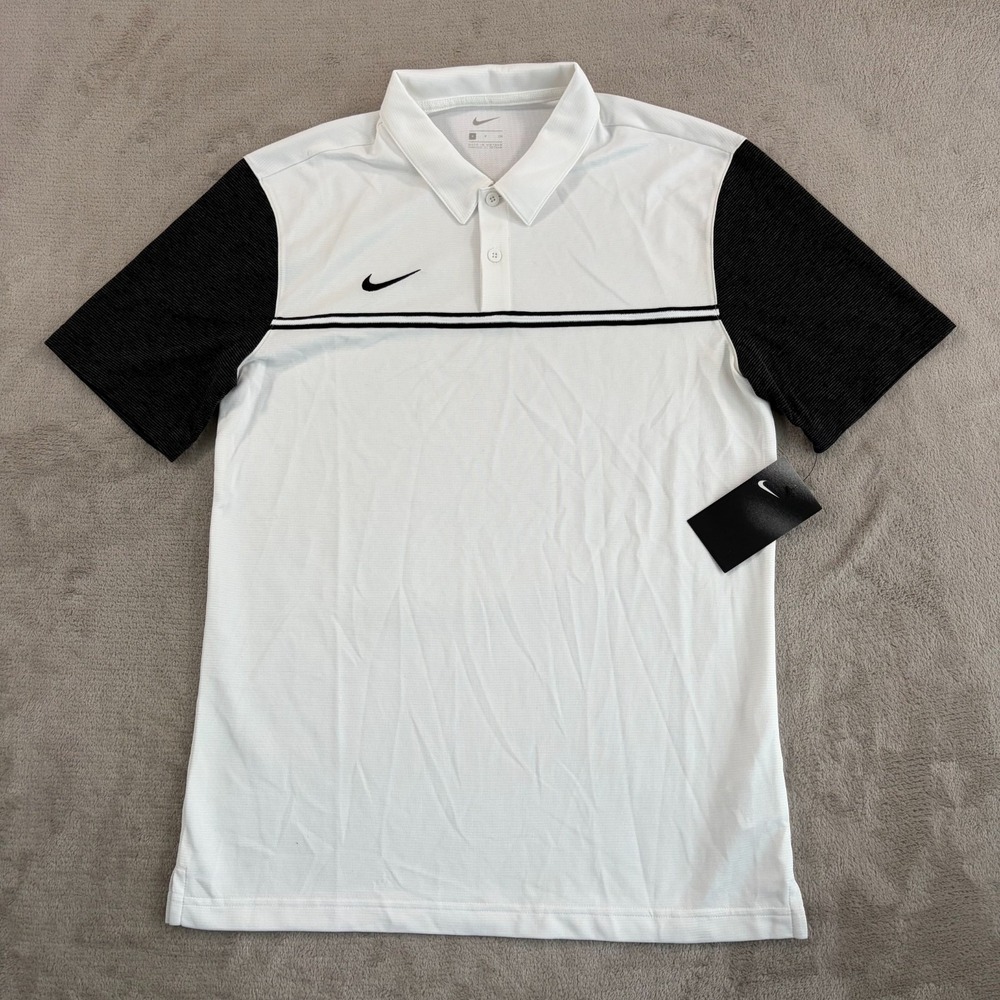 Nike Dry Franchise Performance Golf Polo Shirt Men Small White Black SS NWT‎